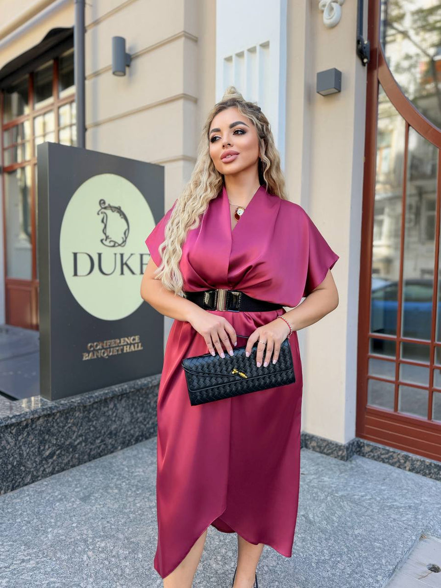 Evening dress with wrap front and belt  - Twiggy Shop