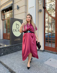 Evening dress with wrap front and belt  - Twiggy Shop