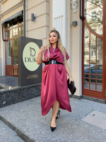 Evening dress with wrap front and belt  - Twiggy Shop