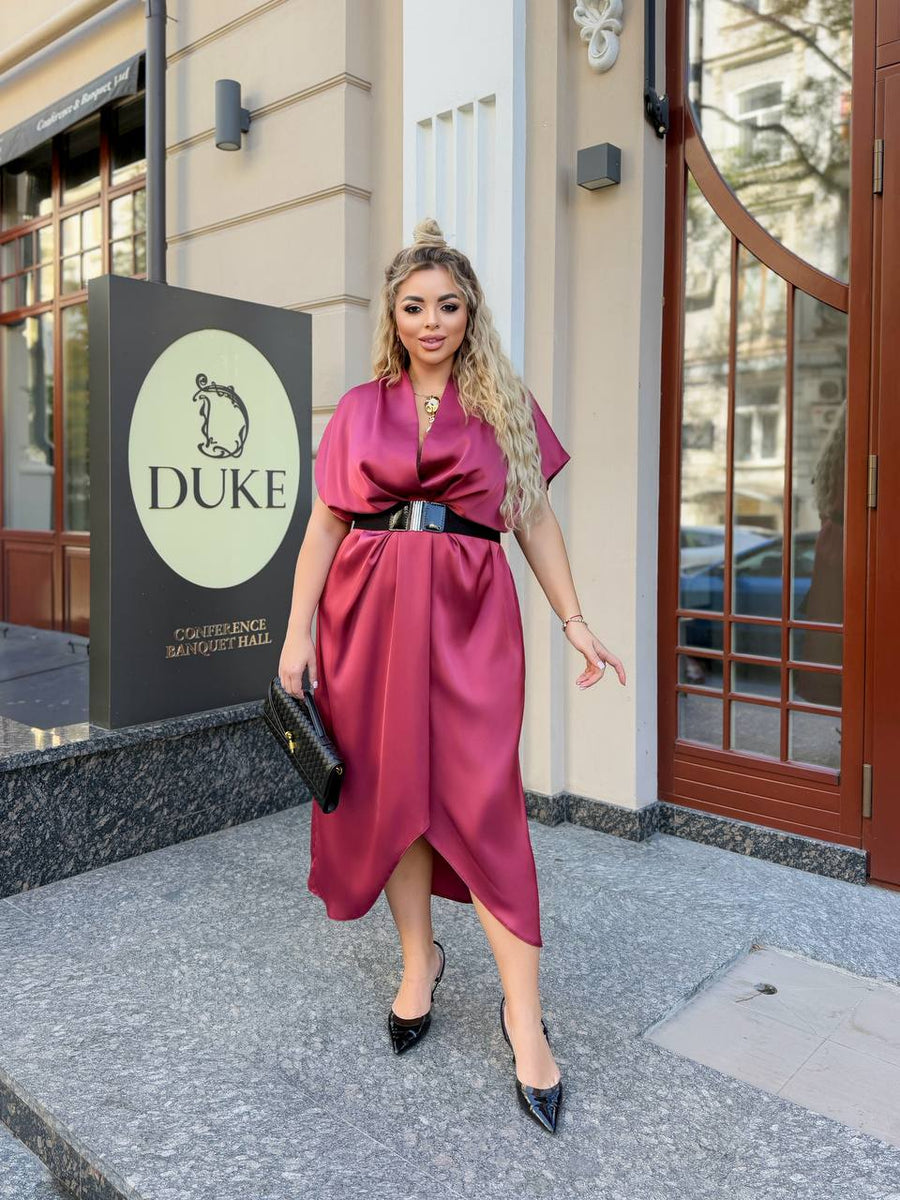 Evening dress with wrap front and belt  - Twiggy Shop