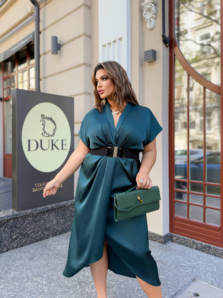 Evening dress with wrap front and belt  - Twiggy Shop