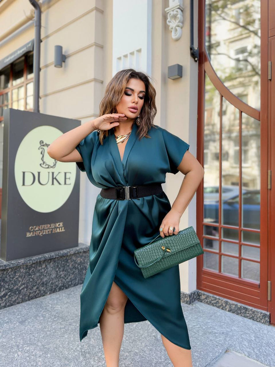 Evening dress with wrap front and belt  - Twiggy Shop