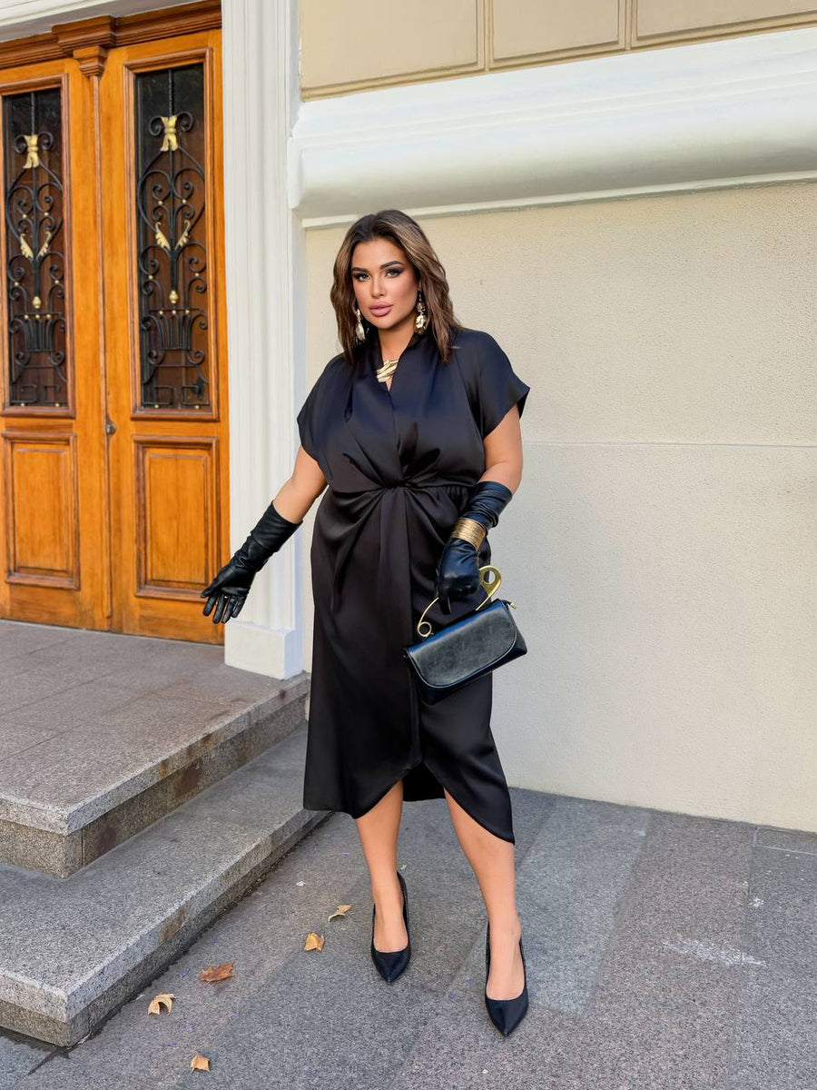 Evening dress with wrap front and belt  - Twiggy Shop