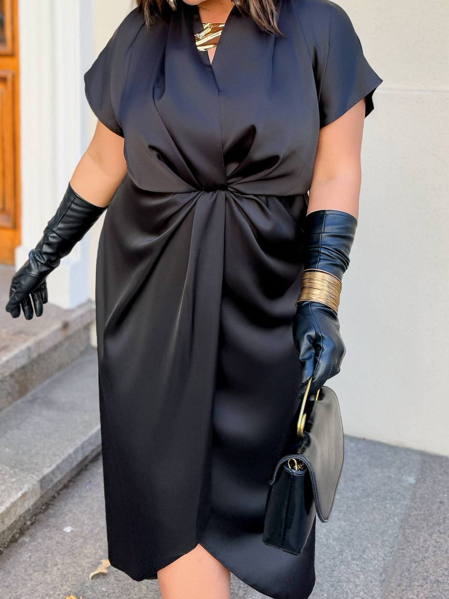 Evening dress with wrap front and belt  - Twiggy Shop