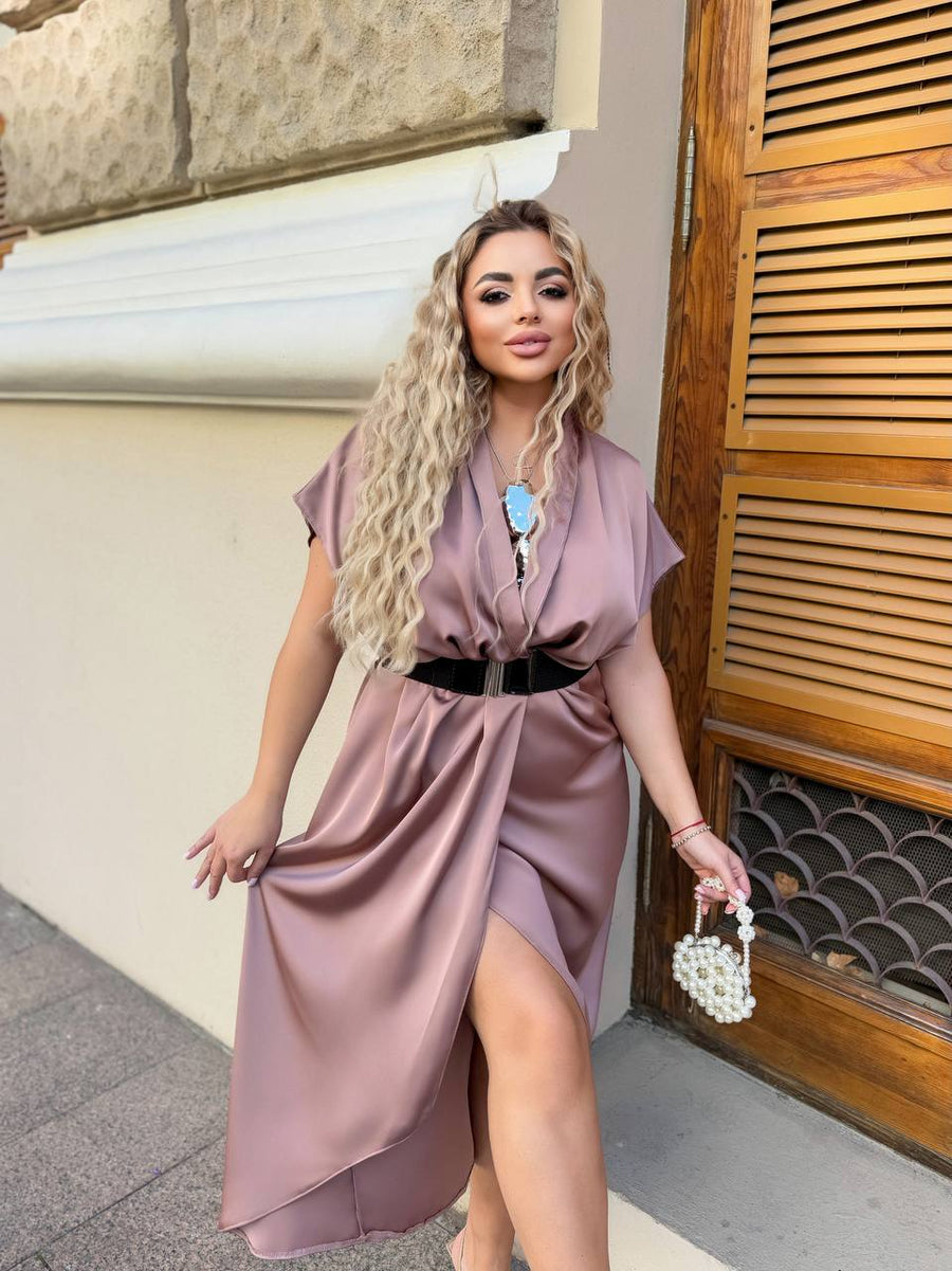 Evening dress with wrap front and belt  - Twiggy Shop