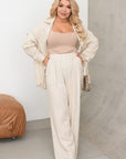 Striped linen-blend set