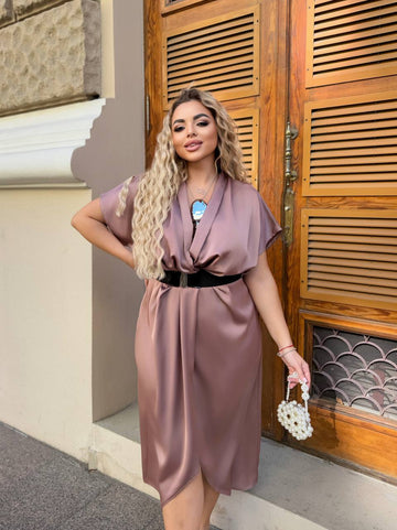 Evening dress with wrap front and belt  - Twiggy Shop