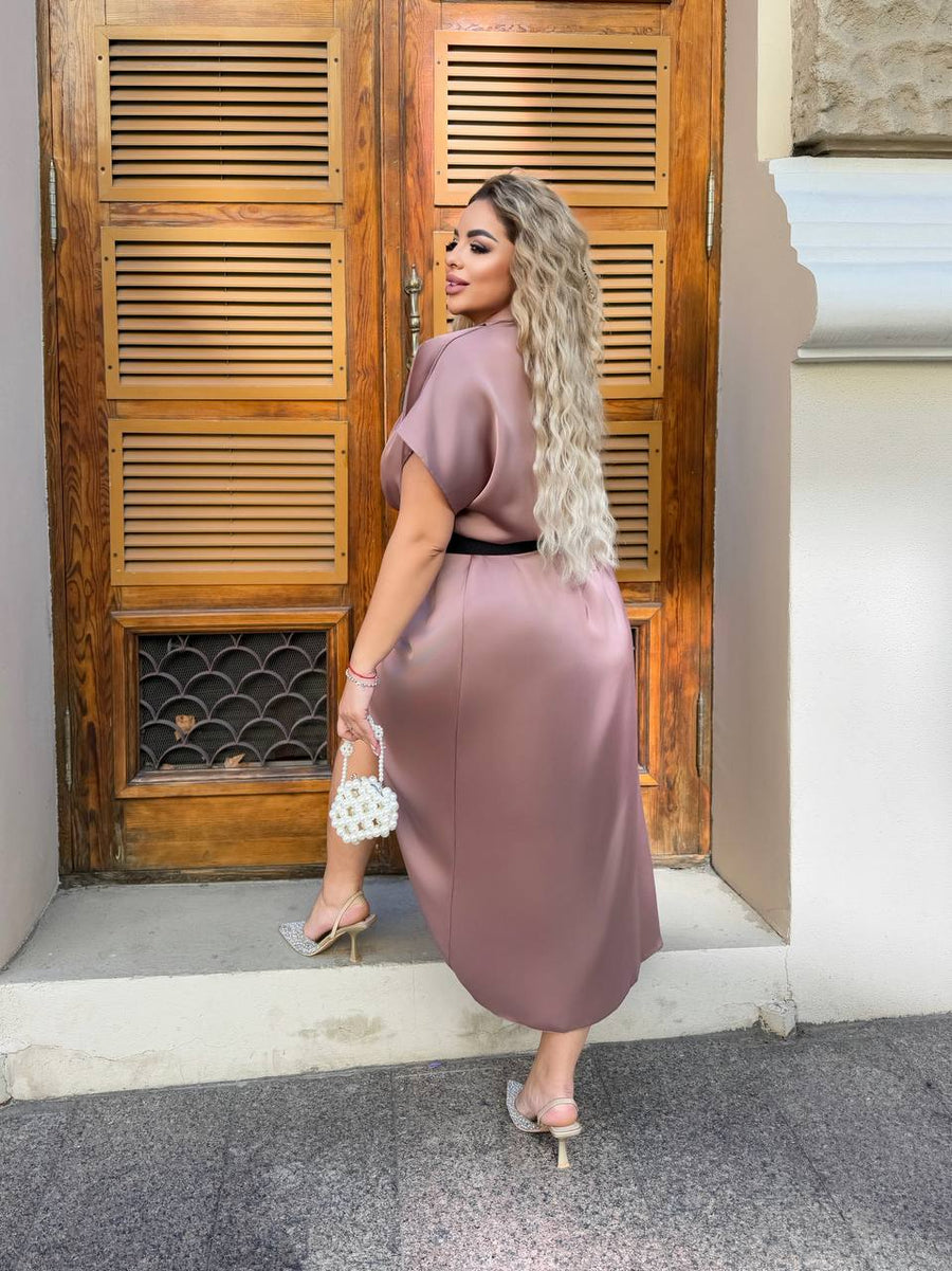 Evening dress with wrap front and belt  - Twiggy Shop