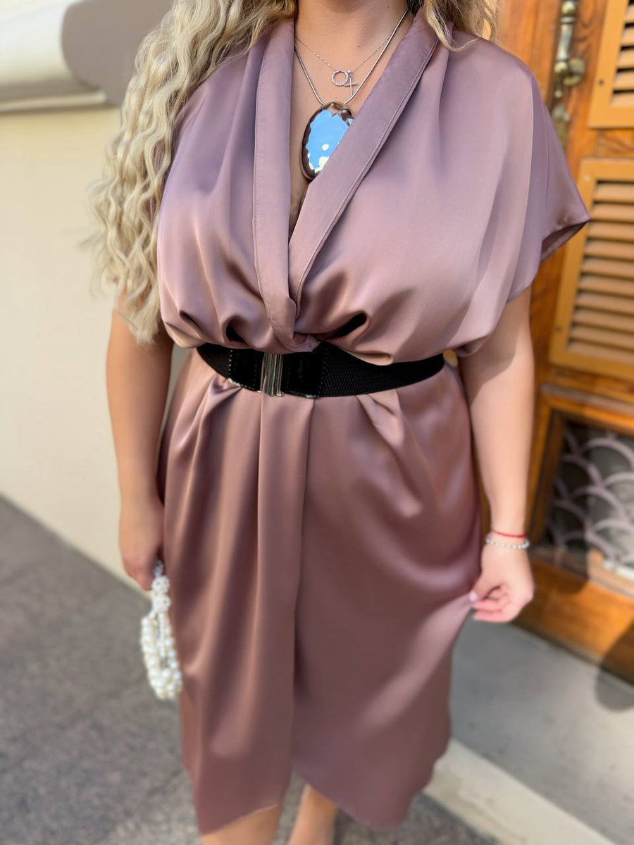 Evening dress with wrap front and belt  - Twiggy Shop