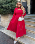 Elegant midi dress in viscose and polyester with a clean design, suitable for formal events.