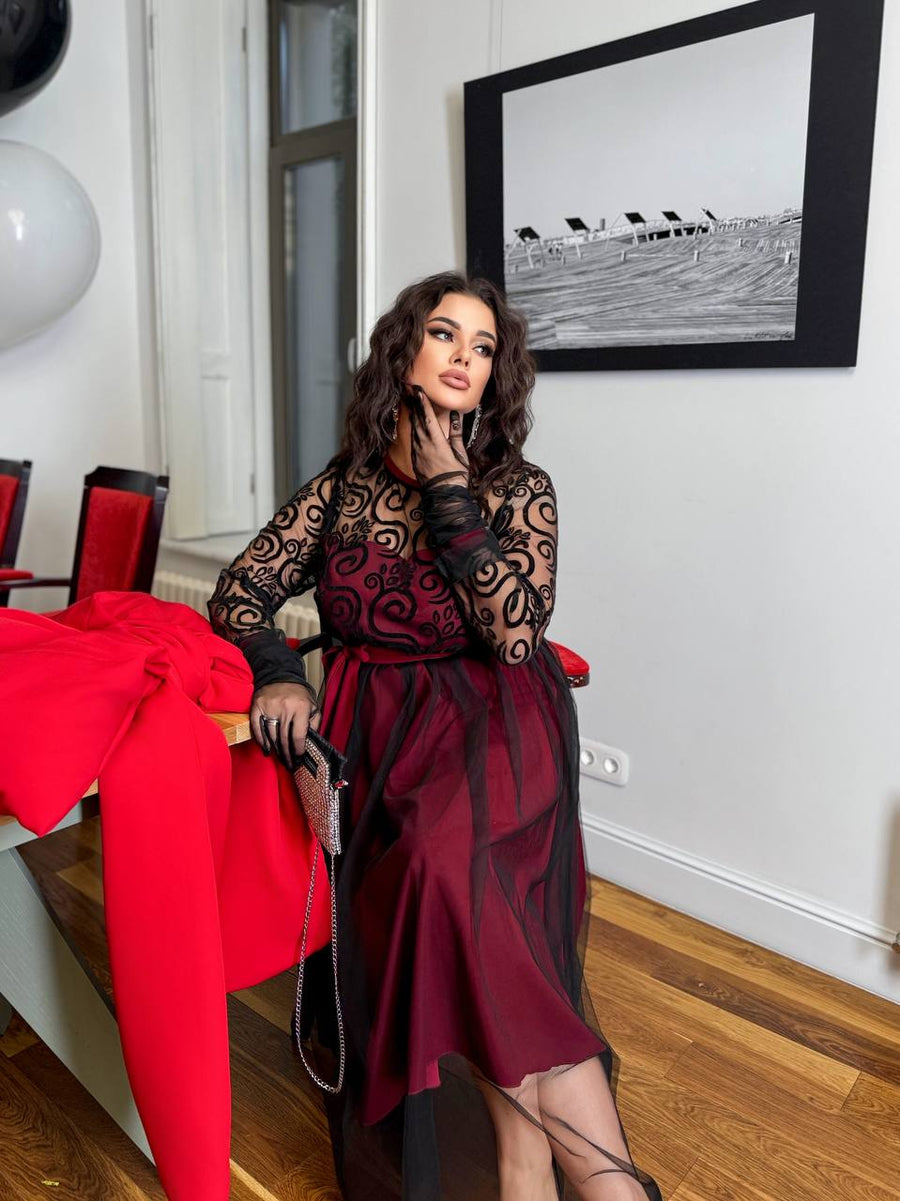 Flared dress with tulle  - Twiggy Shop