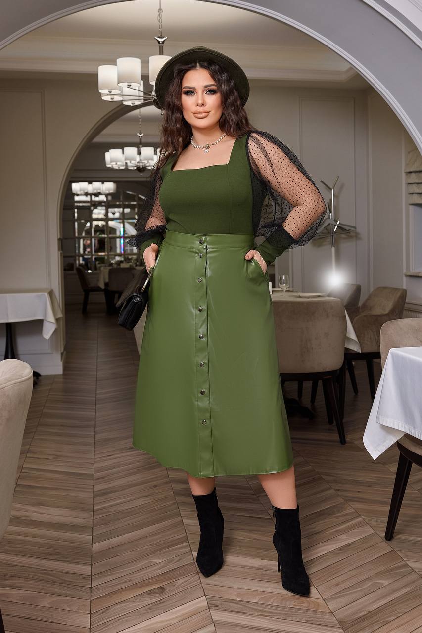 Blouse and leather skirt set  - Twiggy Shop