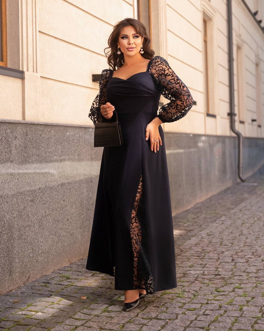 Langes Kleid mit Mesh