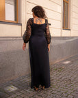 Long dress with mesh