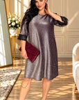 Loose-fit lurex dress, Italian design, polyester and elastane, shown in the image.