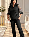 Elegant lace set in polyester, viscose and elastane, with lace details, as shown in the image.
