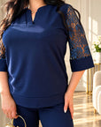 Elegant lace set by an Italian brand, polyester, viscose and elastane, with fine lace details.