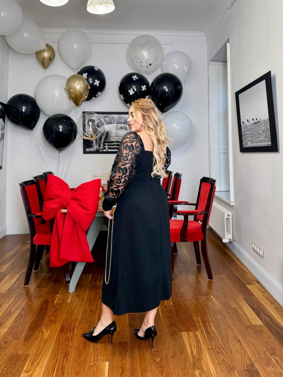 Midi dress with mesh sleeves  - Twiggy Shop