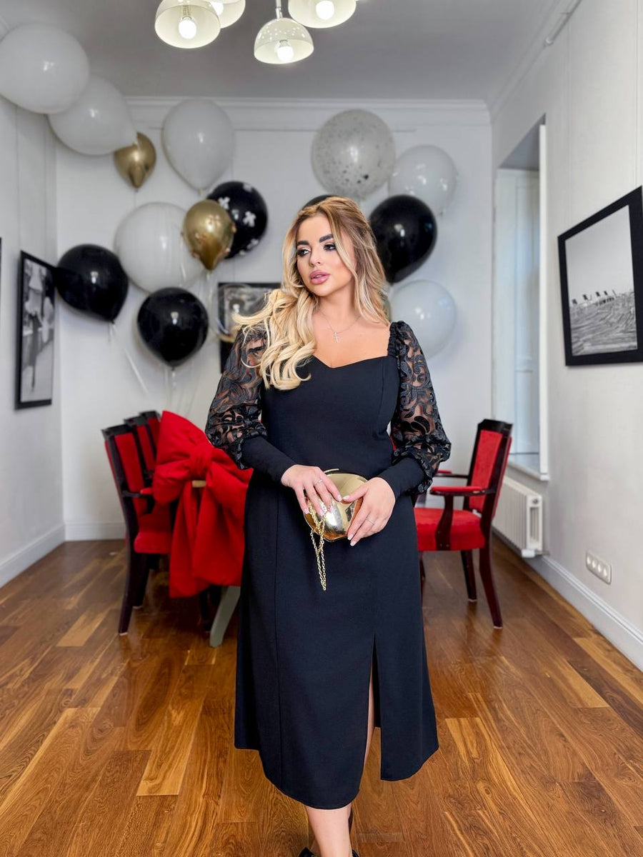 Midi dress with mesh sleeves  - Twiggy Shop