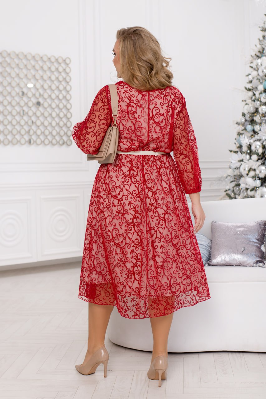 Dress with ornaments and a split