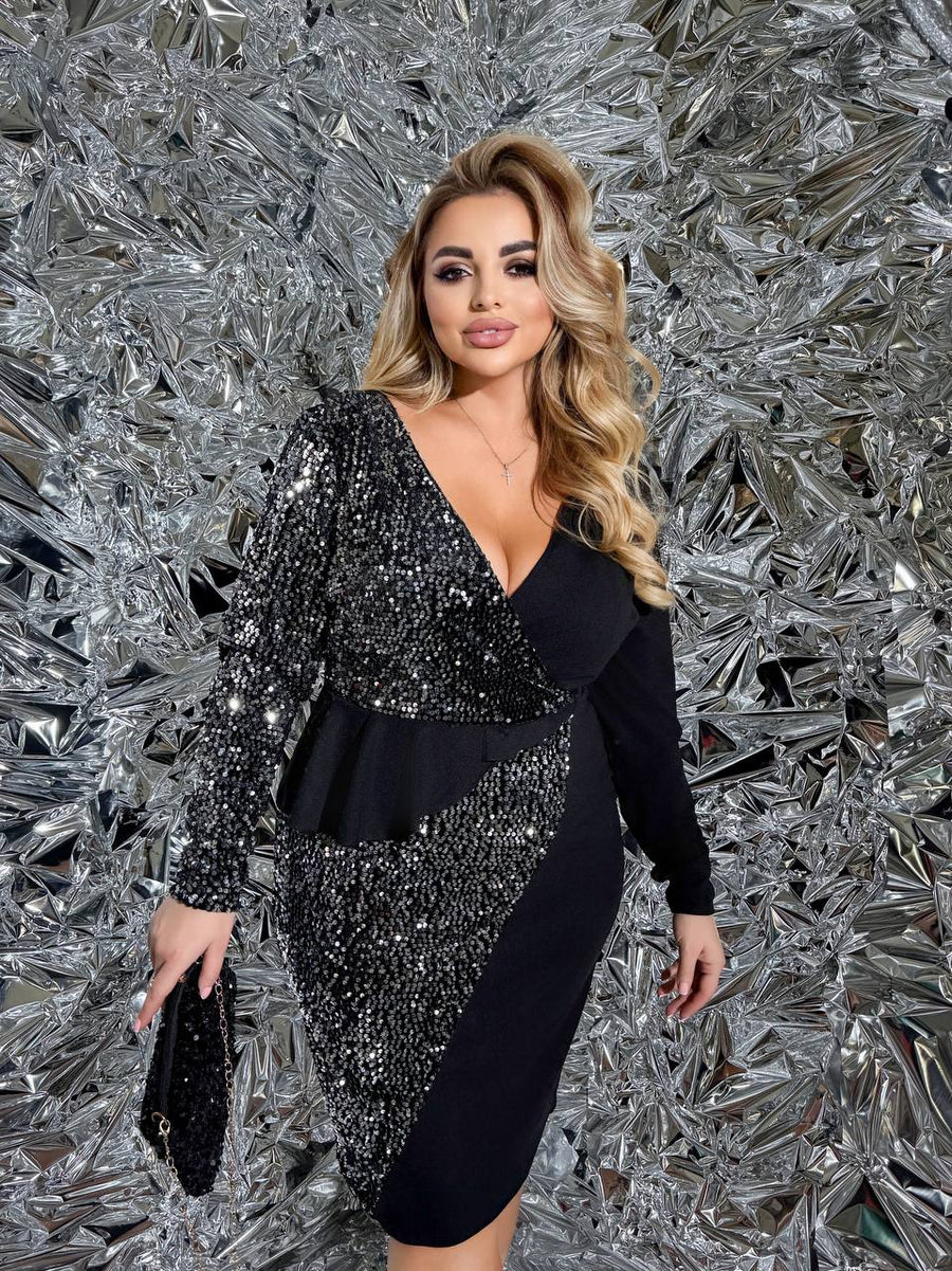 Short sequin dress with peplum  - Twiggy Shop