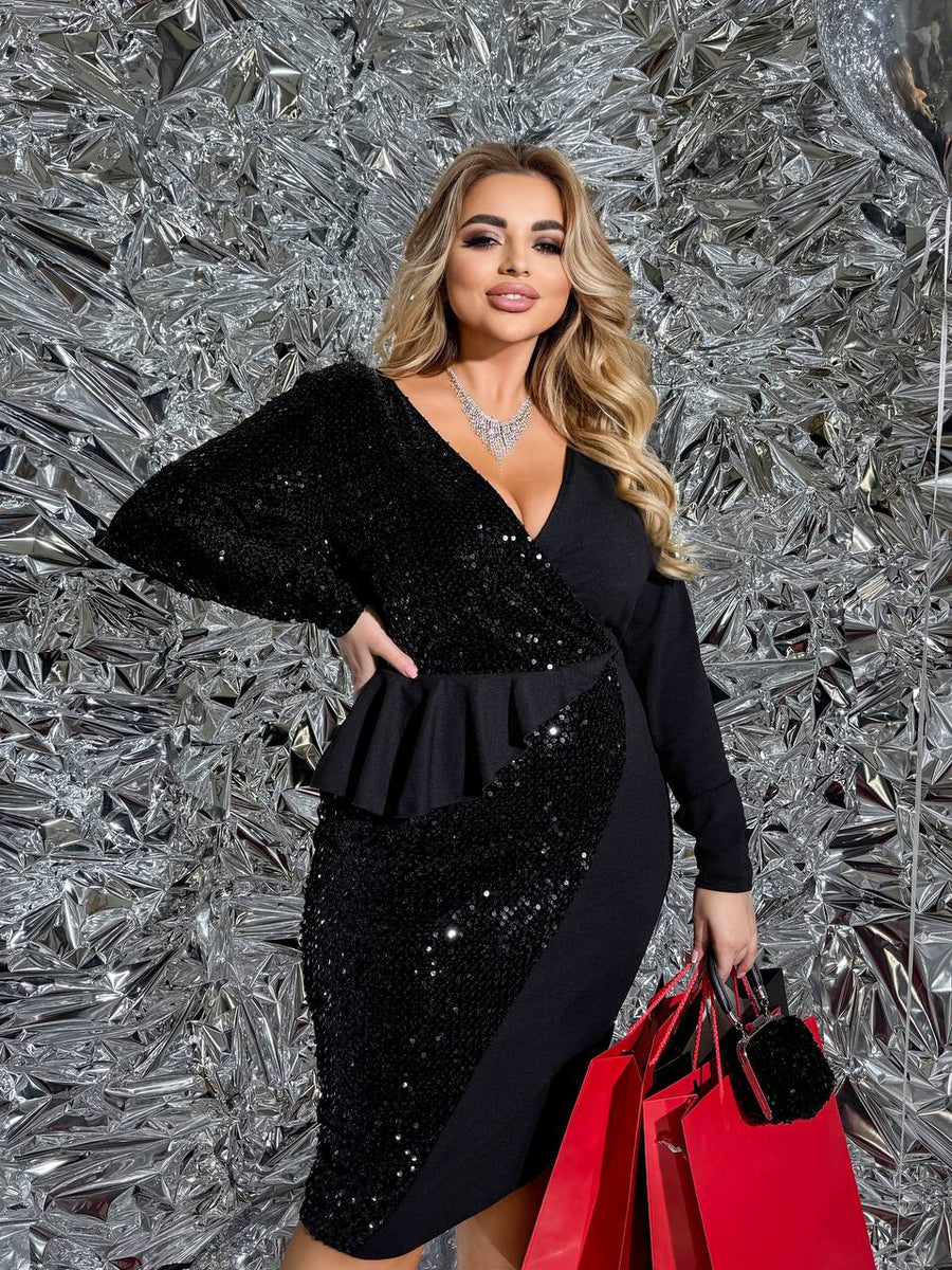 Short sequin dress with peplum  - Twiggy Shop