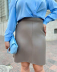 Short skirt made of eco leather