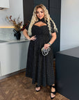 Vestido midi arrugado de lunares