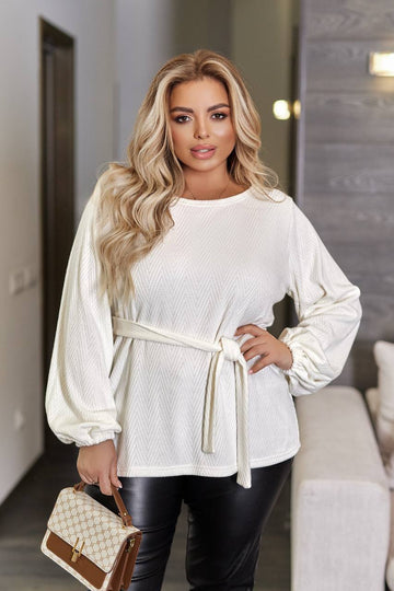 Soft knit blouse with a belt  - Twiggy Shop