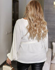 Soft knit blouse with a belt  - Twiggy Shop