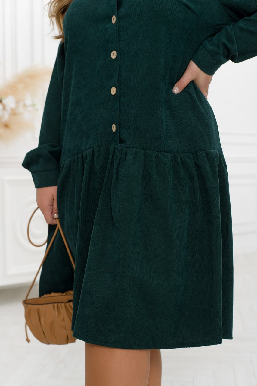 Ribbed velvet dress with buttons  - Twiggy Shop