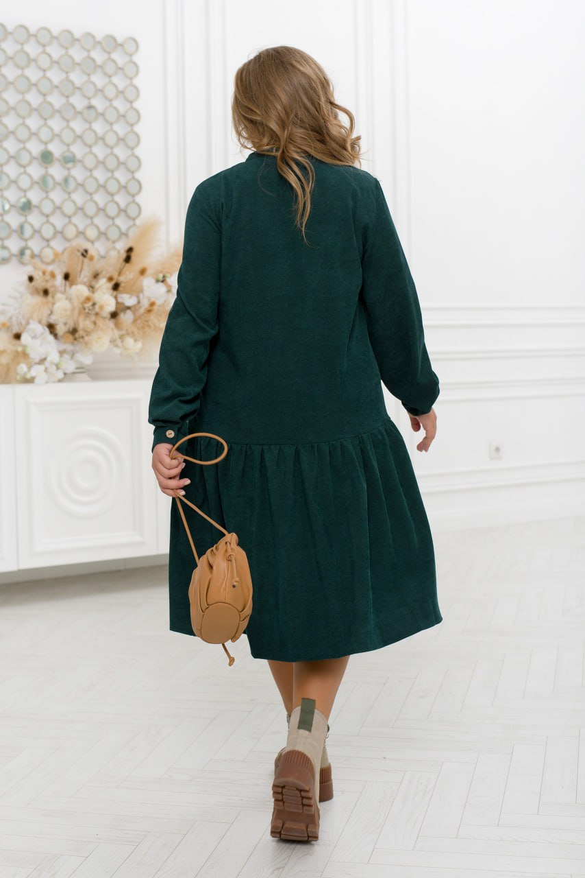 Ribbed velvet dress with buttons  - Twiggy Shop