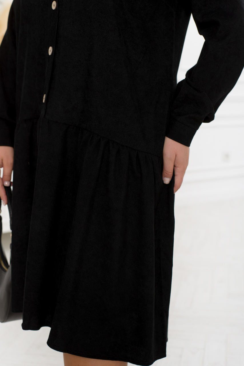 Ribbed velvet dress with buttons  - Twiggy Shop