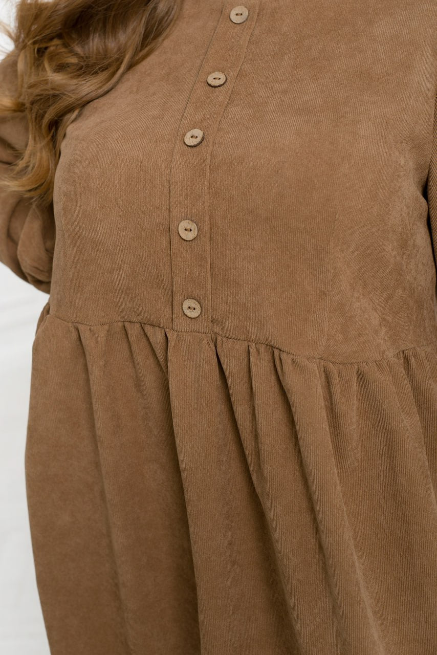 Ribbed velvet dress with buttons  - Twiggy Shop