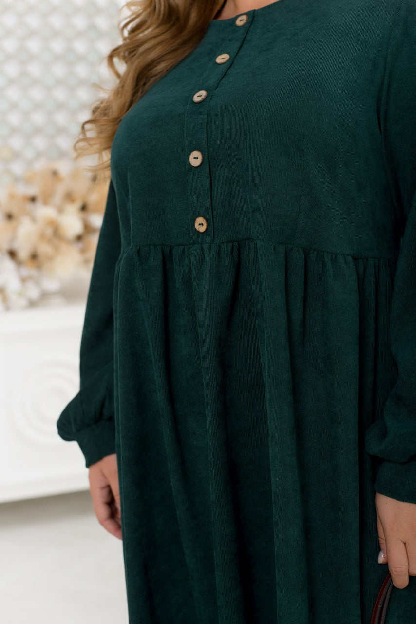 Ribbed velvet dress with buttons  - Twiggy Shop