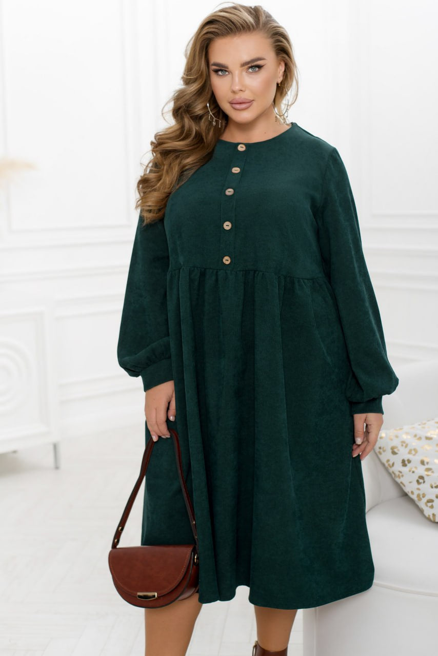 Ribbed velvet dress with buttons  - Twiggy Shop