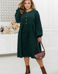 Ribbed velvet dress with buttons  - Twiggy Shop