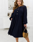 Ribbed velvet dress with buttons  - Twiggy Shop