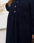 Ribbed velvet dress with buttons  - Twiggy Shop