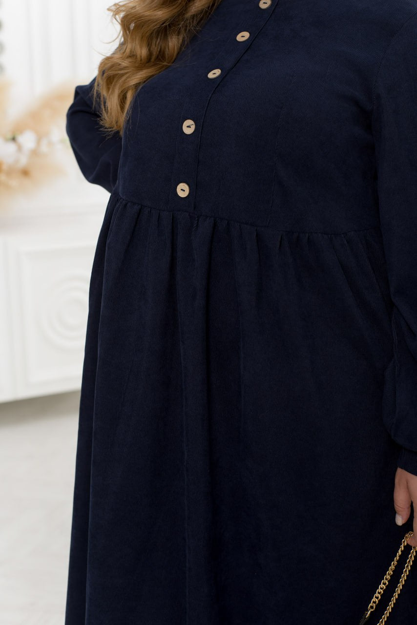 Ribbed velvet dress with buttons  - Twiggy Shop