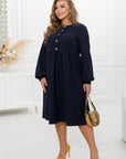 Ribbed velvet dress with buttons  - Twiggy Shop
