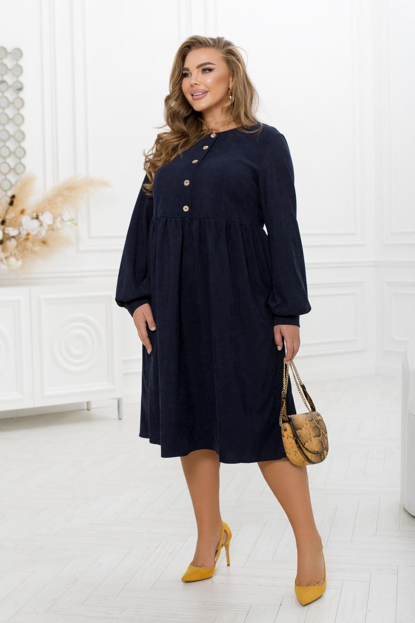 Ribbed velvet dress with buttons  - Twiggy Shop