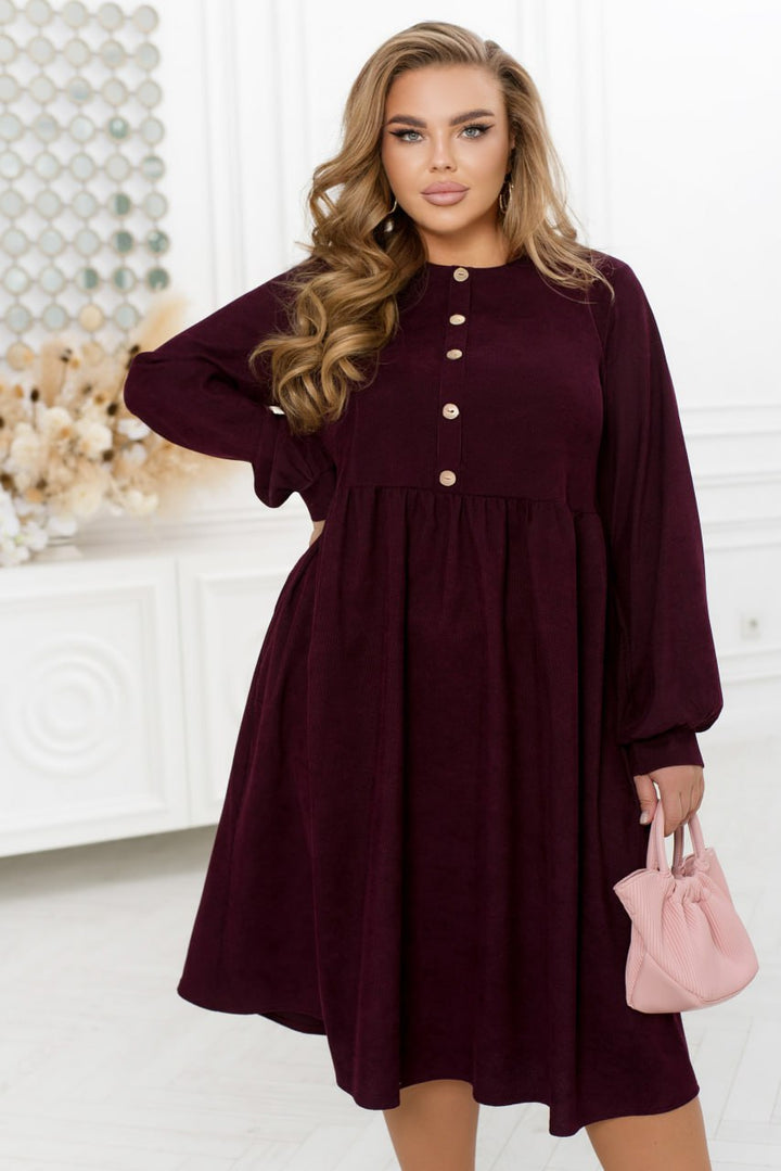 Ribbed velvet dress with buttons  - Twiggy Shop