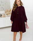 Ribbed velvet dress with buttons  - Twiggy Shop