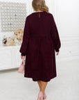 Ribbed velvet dress with buttons  - Twiggy Shop