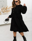 Ribbed velvet dress with buttons  - Twiggy Shop