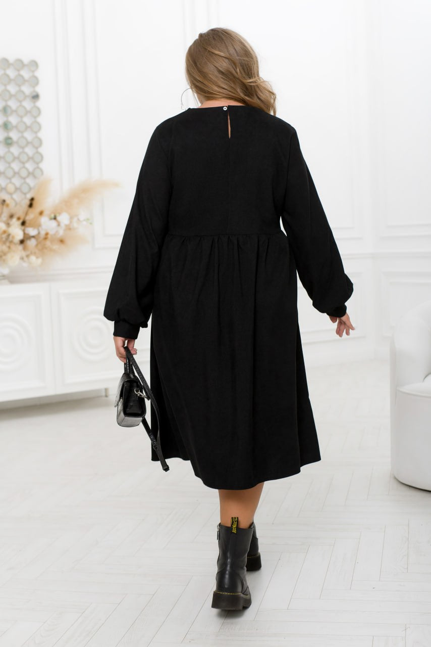 Ribbed velvet dress with buttons  - Twiggy Shop