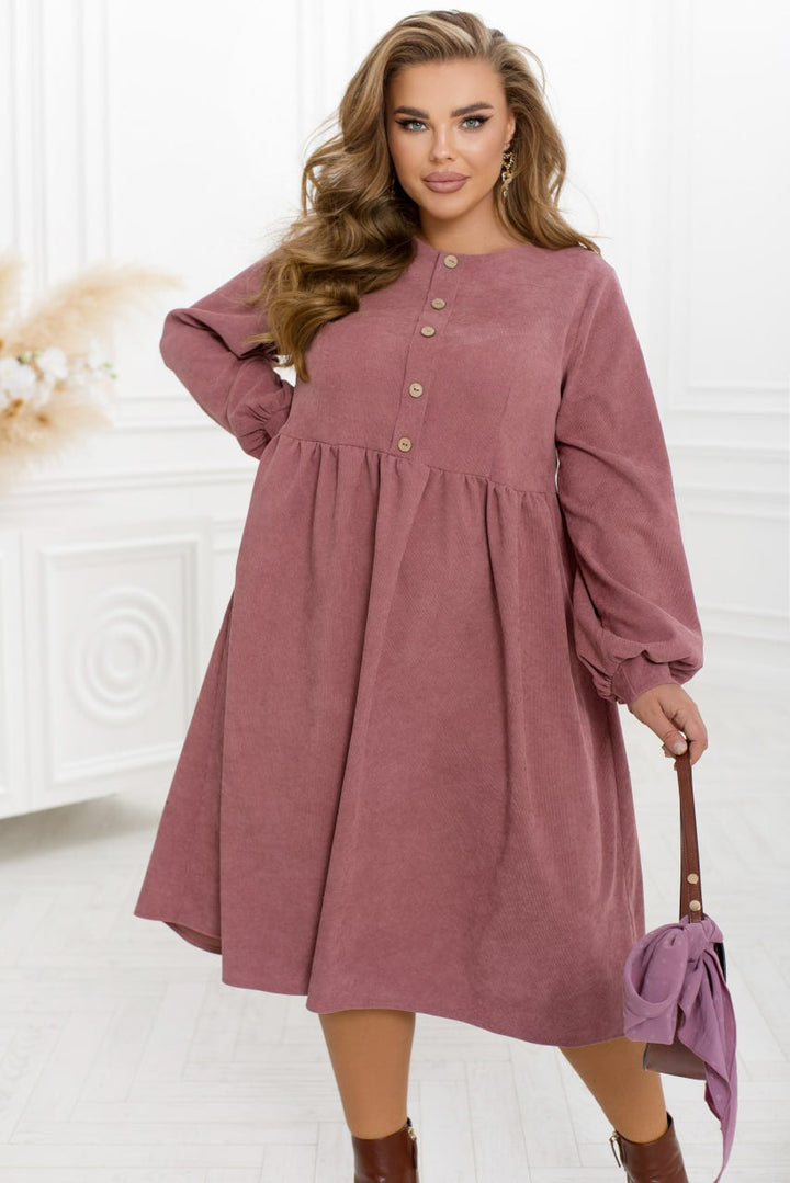 Ribbed velvet dress with buttons  - Twiggy Shop