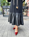 Chiffon dress with belt