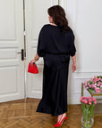 Satin set with a skirt , Compositionен от polyester и elastane, с елегантен дизайн и гладка текстура.